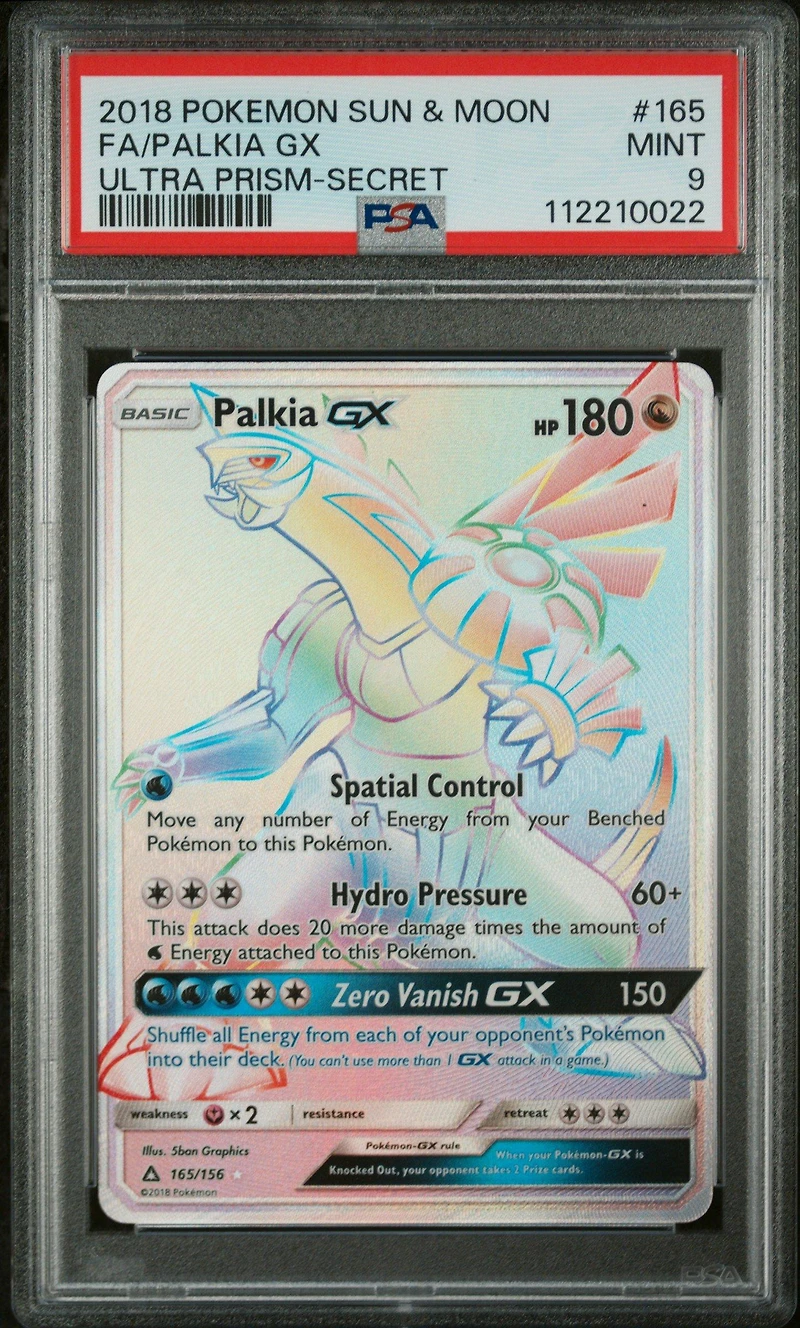 2018 Pokemon Sun & Moon Ultra Prism 165 Full Art/palkia Gx Secret PSA 9