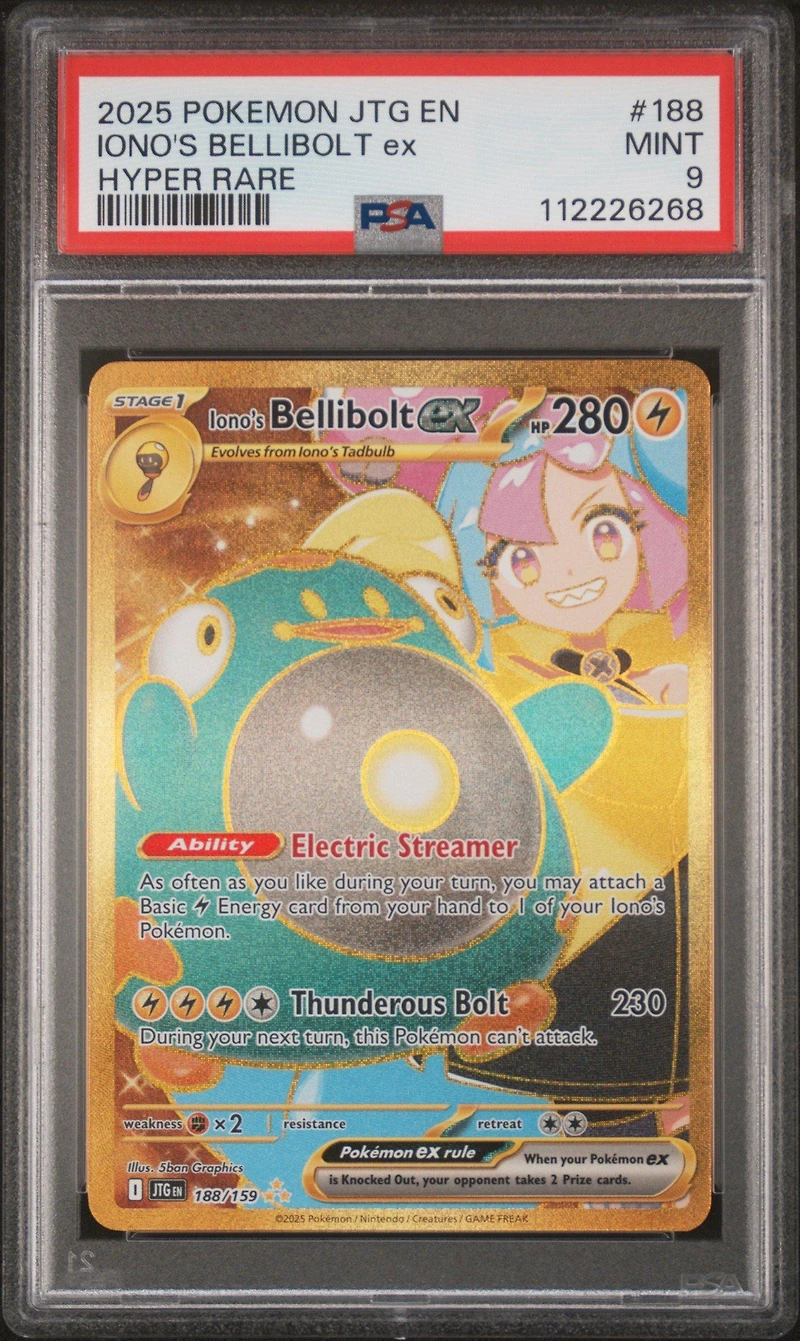 2025 Pokemon Jtg En-journey Together 188 Iono's Bellibolt Ex Hyper Rare PSA
