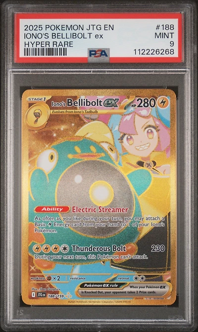 2025 Pokemon Jtg En-journey Together 188 Iono's Bellibolt Ex Hyper Rare PSA