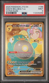 2025 Pokemon Jtg En-journey Together 188 Iono's Bellibolt Ex Hyper Rare PSA