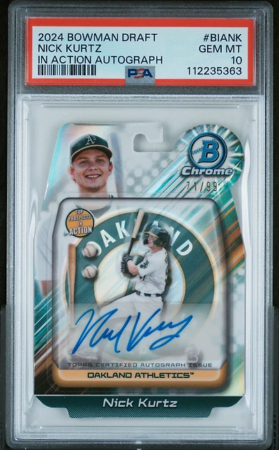 2024 Bowman Draft Bowman In Action Autographs Biank Nick Kurtz PSA 10