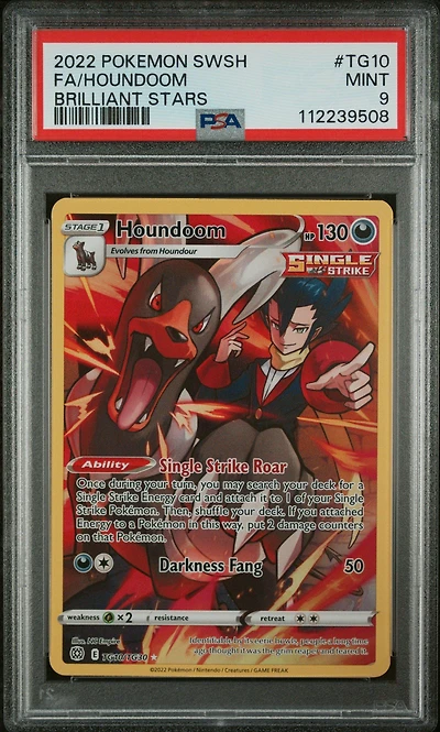 2022 Pokemon Sword & Shield Brilliant Stars Tg10 Full Art/houndoom PSA
