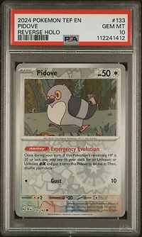 2024 Pokemon Tef En-temporal Forces 133 Pidove Reverse Holo PSA 10