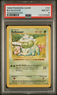1999 Pokemon Game 44 Bulbasaur Shadowless PSA