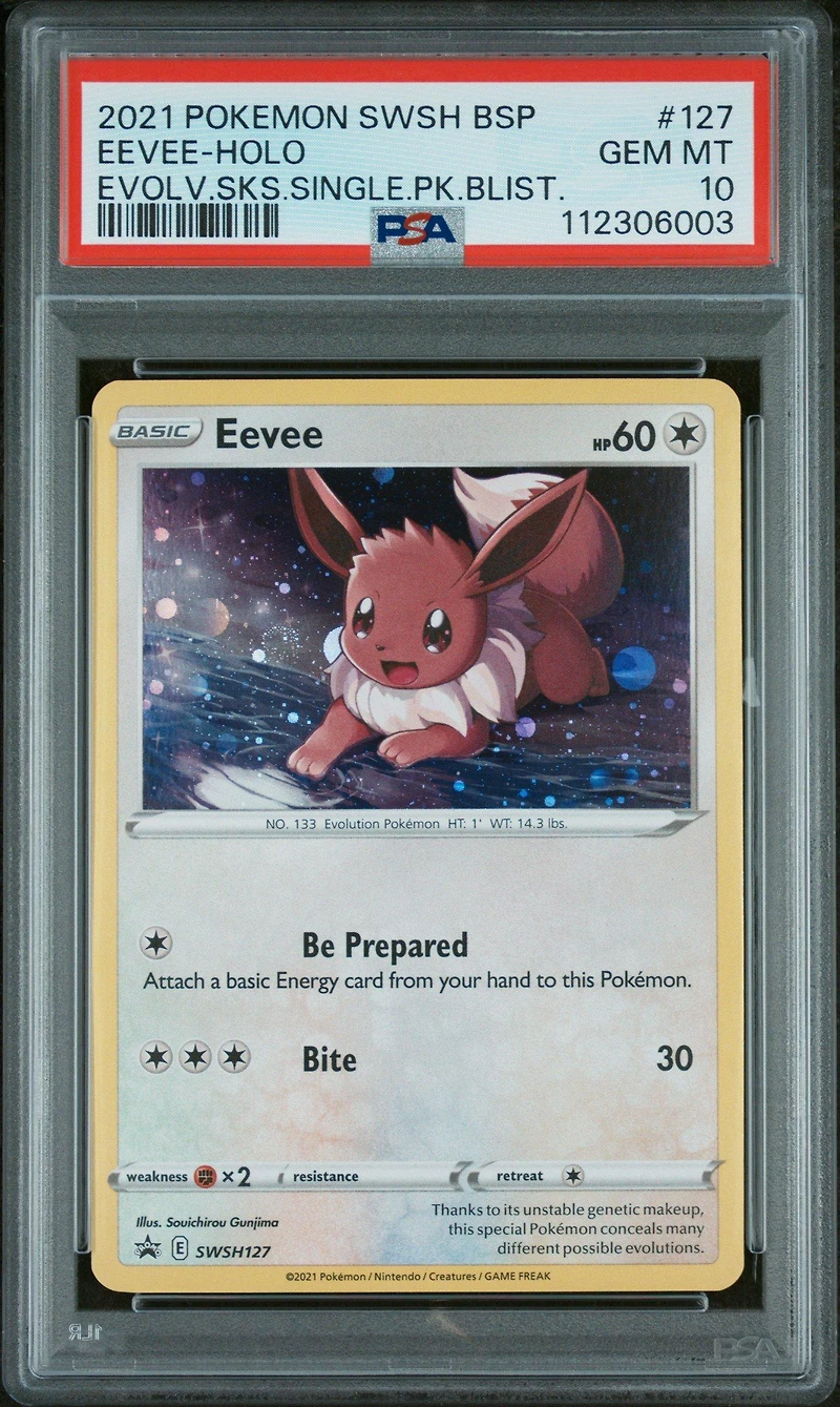 2021 Pokemon Swsh Black Star Promo 127 Eevee-holo Evolving Skies Single Pack Blisters PSA 10