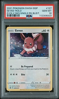 2021 Pokemon Swsh Black Star Promo 127 Eevee-holo Evolving Skies Single Pack Blisters PSA 10