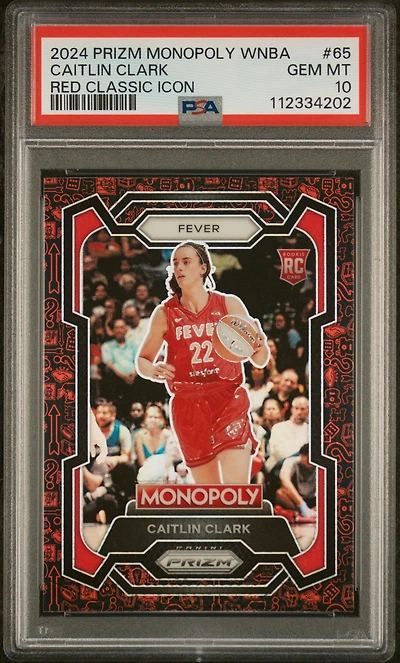 2024 Panini Prizm Monopoly Wnba 65 Caitlin Clark Red Classic Icon PSA 10