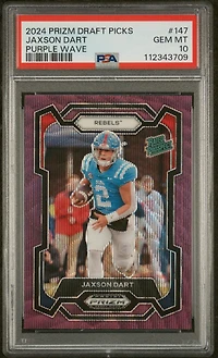 2024 Panini Prizm Draft Picks 147 Jaxson Dart Purple Wave PSA 10