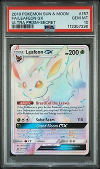 2018 Pokemon Sun & Moon Ultra Prism 157 Full Art/leafeon Gx Secret PSA