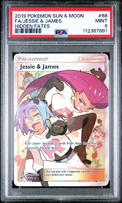 2019 Pokemon Sun & Moon Hidden Fates 68 Full Art/jessie & James PSA