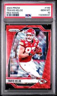 2024 Panini Prizm 140 Travis Kelce Red Wave PSA 10