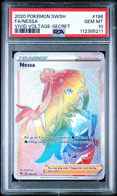 2020 Pokemon Sword & Shield Vivid Voltage 196 Full Art/nessa Secret PSA 10