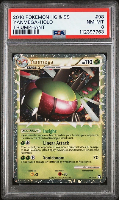 2010 Pokemon Heartgold & Soulsilver Triumphant 98 Yanmega-holo PSA