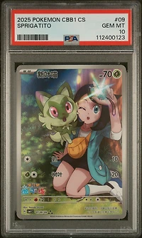 2025 Pokemon Simplified Chinese Cbb1 C-gem Pack Vol 1 09 Sprigatito PSA