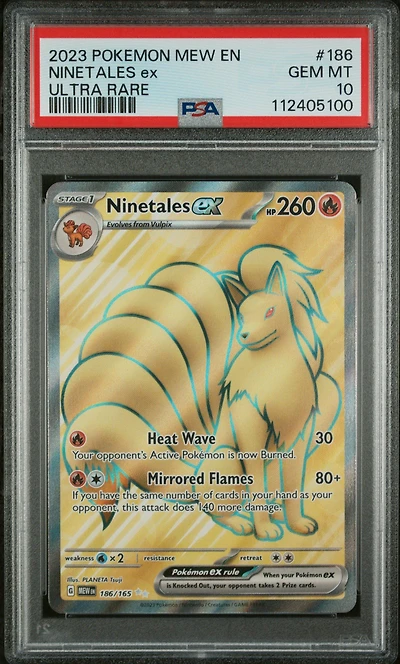 2023 Pokemon Mew En-151 186 Ninetales Ex Ultra Rare PSA