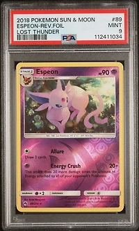 2018 Pokemon Sun & Moon Lost Thunder 89 Espeon-reverse Foil PSA 9