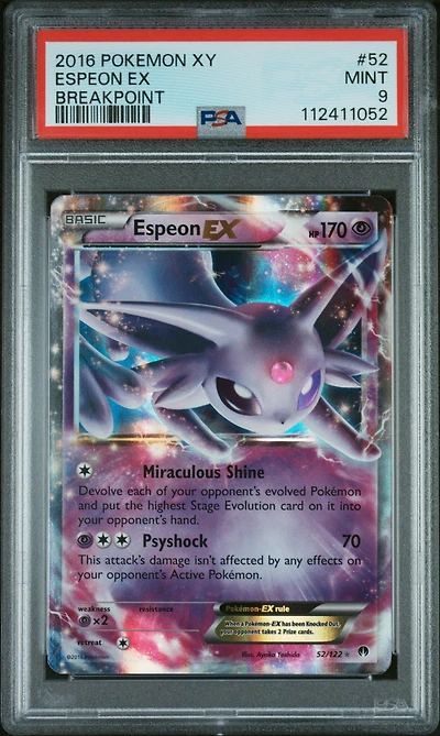 2016 Pokemon Xy Breakpoint 52 Espeon Ex PSA 9