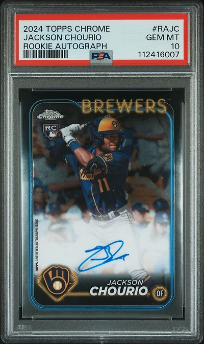 2024 Topps Chrome Rookie Autographs Rajc Jackson Chourio PSA 10
