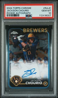 2024 Topps Chrome Rookie Autographs Rajc Jackson Chourio PSA 10