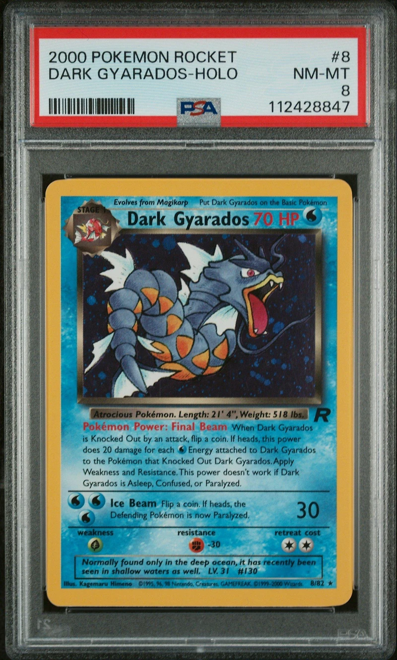 2000 Pokemon Rocket 8 Dark Gyarados-holo PSA 8