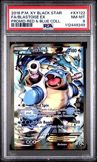 2016 Pokemon Xy Black Star Promo Xy122 Full Art/blastoise Ex Red & Blue Collection PSA 8