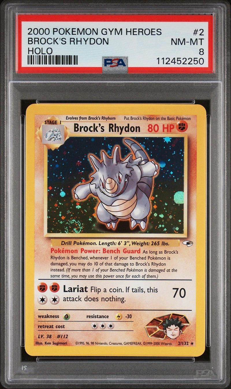 2000 Pokemon Gym Heroes 2 Brock's Rhydon Holo PSA