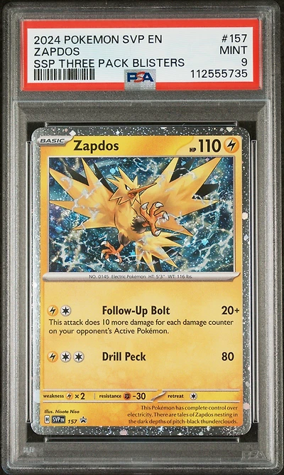2024 Pokemon Svp En-sv Black Star Promo 157 Zapdos Surging Sparks Three Pack Blister PSA 9
