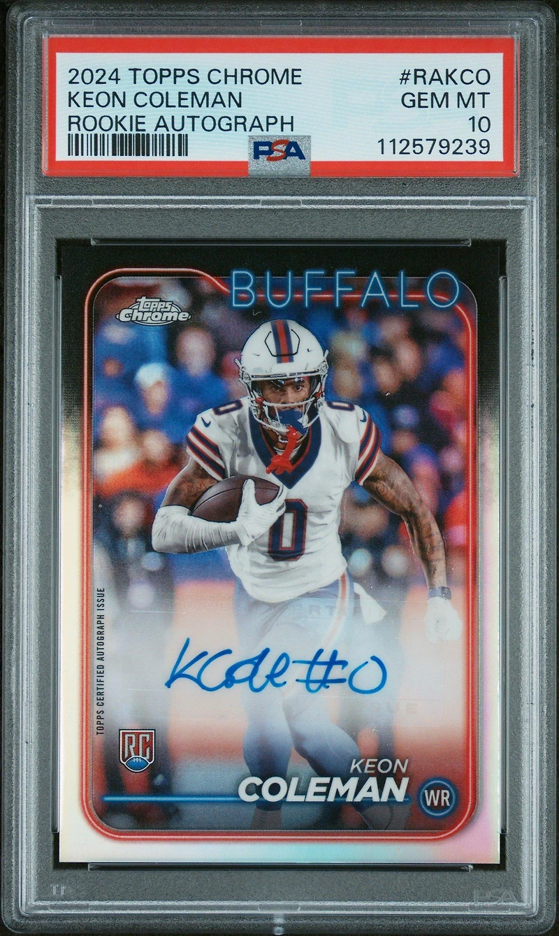 2024 Topps Chrome Rookie Autographs Variations Rakco Keon Coleman PSA 10