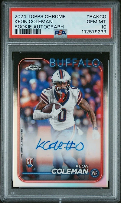 2024 Topps Chrome Rookie Autographs Variations Rakco Keon Coleman PSA 10