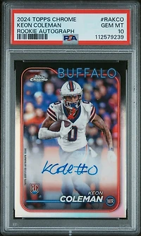 2024 Topps Chrome Rookie Autographs Variations Rakco Keon Coleman PSA 10