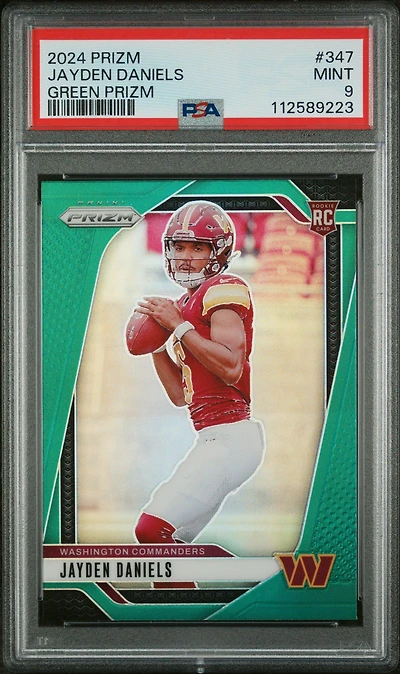 2024 Panini Prizm 347 Jayden Daniels Green Prizm PSA 9