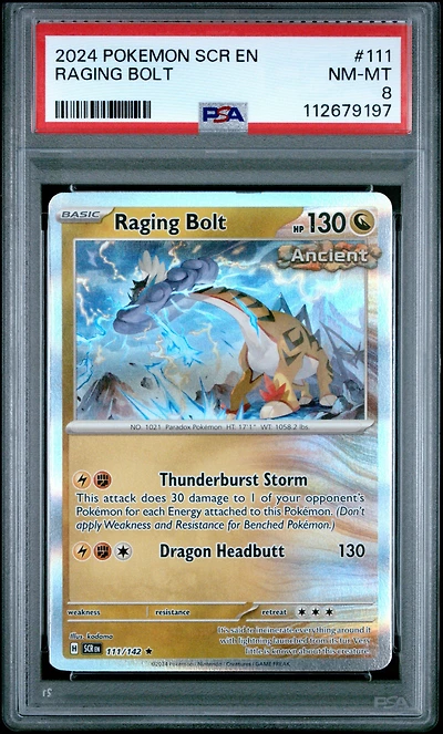 2024 Pokemon Scr En-stellar Crown 111 Raging Bolt PSA