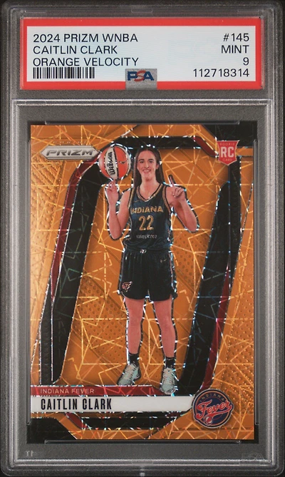 2024 Panini Prizm Wnba 145 Caitlin Clark Orange Velocity PSA 9