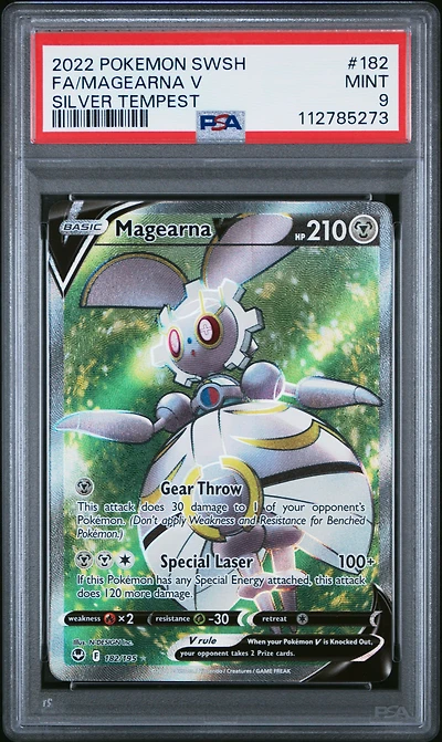 2022 Pokemon Sword & Shield Silver Tempest 182 Full Art/magearna V PSA 9