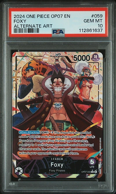 2024 One Piece Op07-500 Years In The Future 059 Foxy Alternate Art PSA 10