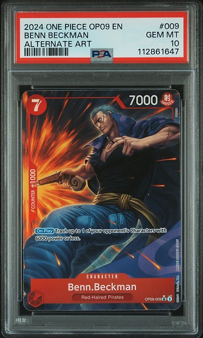 2024 One Piece Op09-emperors In The New World 009 Benn Beckman Alternate Art PSA 10