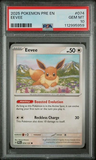 2025 Pokemon Pre En-prismatic Evolutions 074 Eevee PSA 10