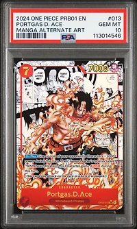2024 One Piece Prb01-premium Booster -one Piece Card The Best- 013 Portgas D. Ace Manga Alternate Art PSA 10