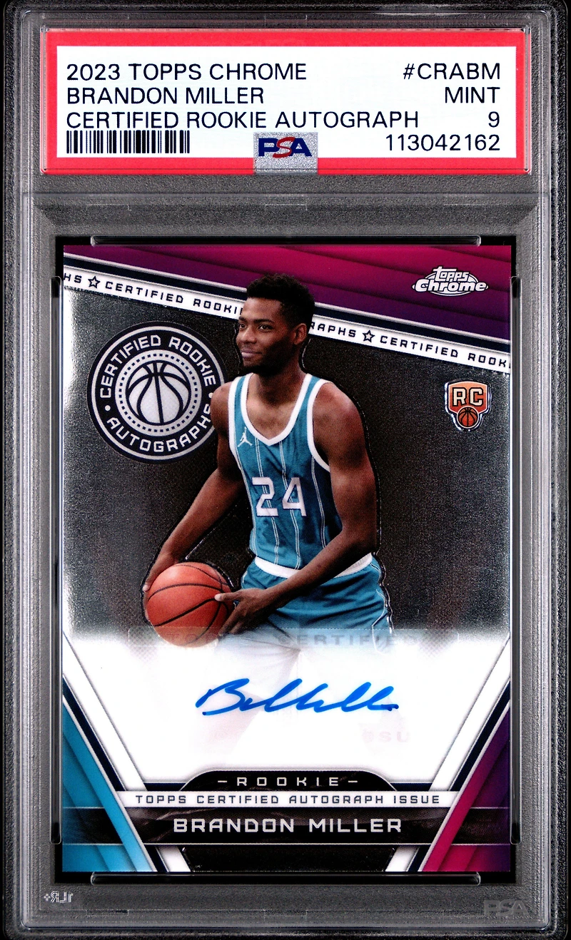 2023 Topps Chrome Certified Rookie Autographs Crabm Brandon Miller PSA 9