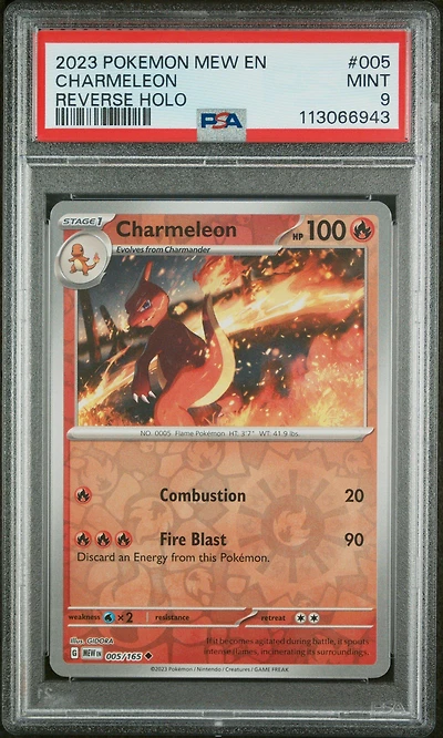 2023 Pokemon Mew En-151 005 Charmeleon Reverse Holo PSA 9