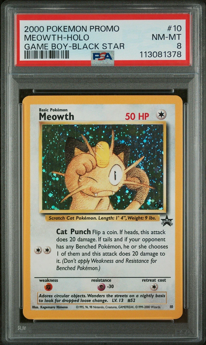 2000 Pokemon Promo Black Star 10 Meowth-holo Game Boy PSA