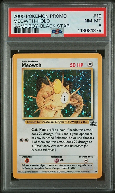 2000 Pokemon Promo Black Star 10 Meowth-holo Game Boy PSA