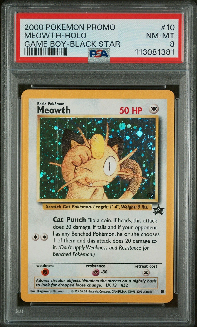 2000 Pokemon Promo Black Star 10 Meowth-holo Game Boy PSA