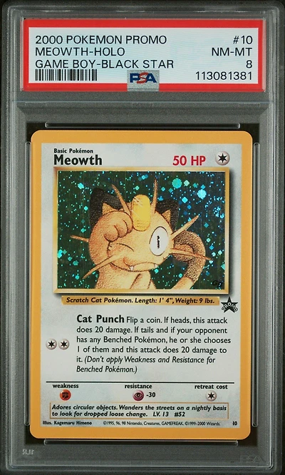 2000 Pokemon Promo Black Star 10 Meowth-holo Game Boy PSA