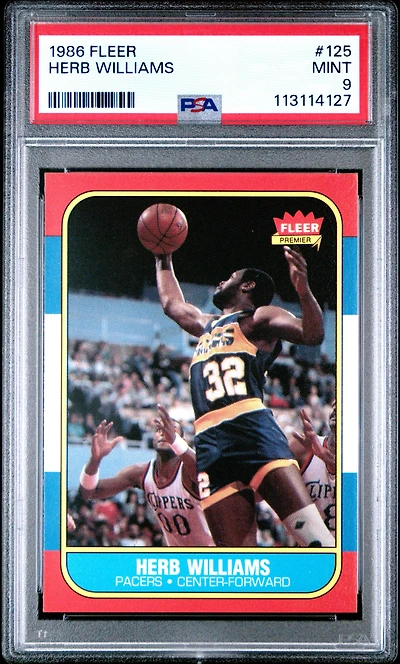 1986 Fleer 125 Herb Williams PSA 9