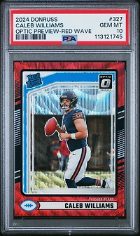 2024 Panini Donruss 327 Caleb Williams Optic Preview-red Wave PSA 10