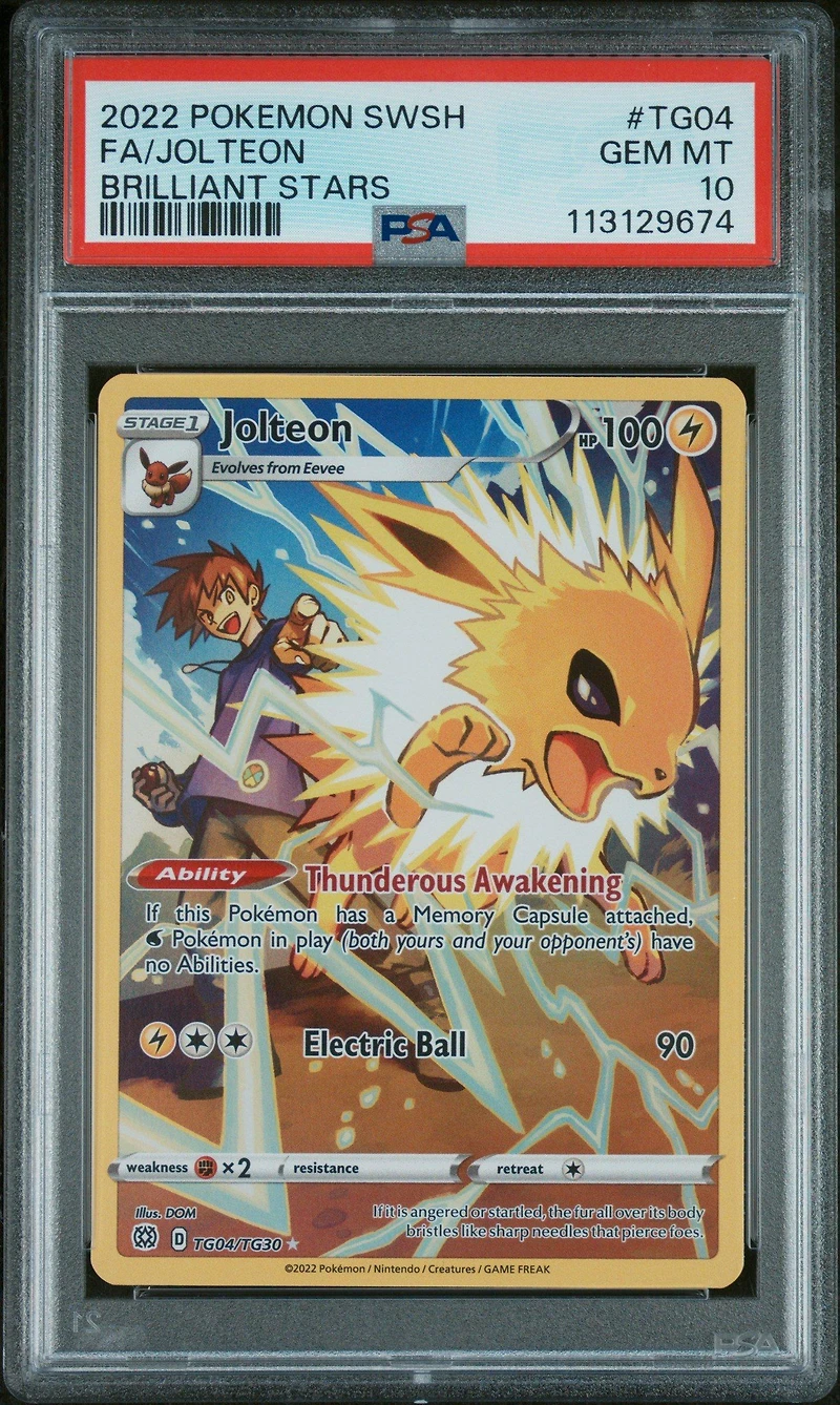 2022 Pokemon Sword & Shield Brilliant Stars Tg04 Full Art/jolteon PSA