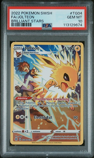 2022 Pokemon Sword & Shield Brilliant Stars Tg04 Full Art/jolteon PSA