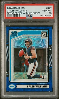 2024 Panini Donruss 327 Caleb Williams Optic Preview-blue Scope PSA 10