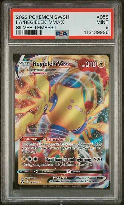 2022 Pokemon Sword & Shield Silver Tempest 058 Full Art/regieleki Vmax PSA 9